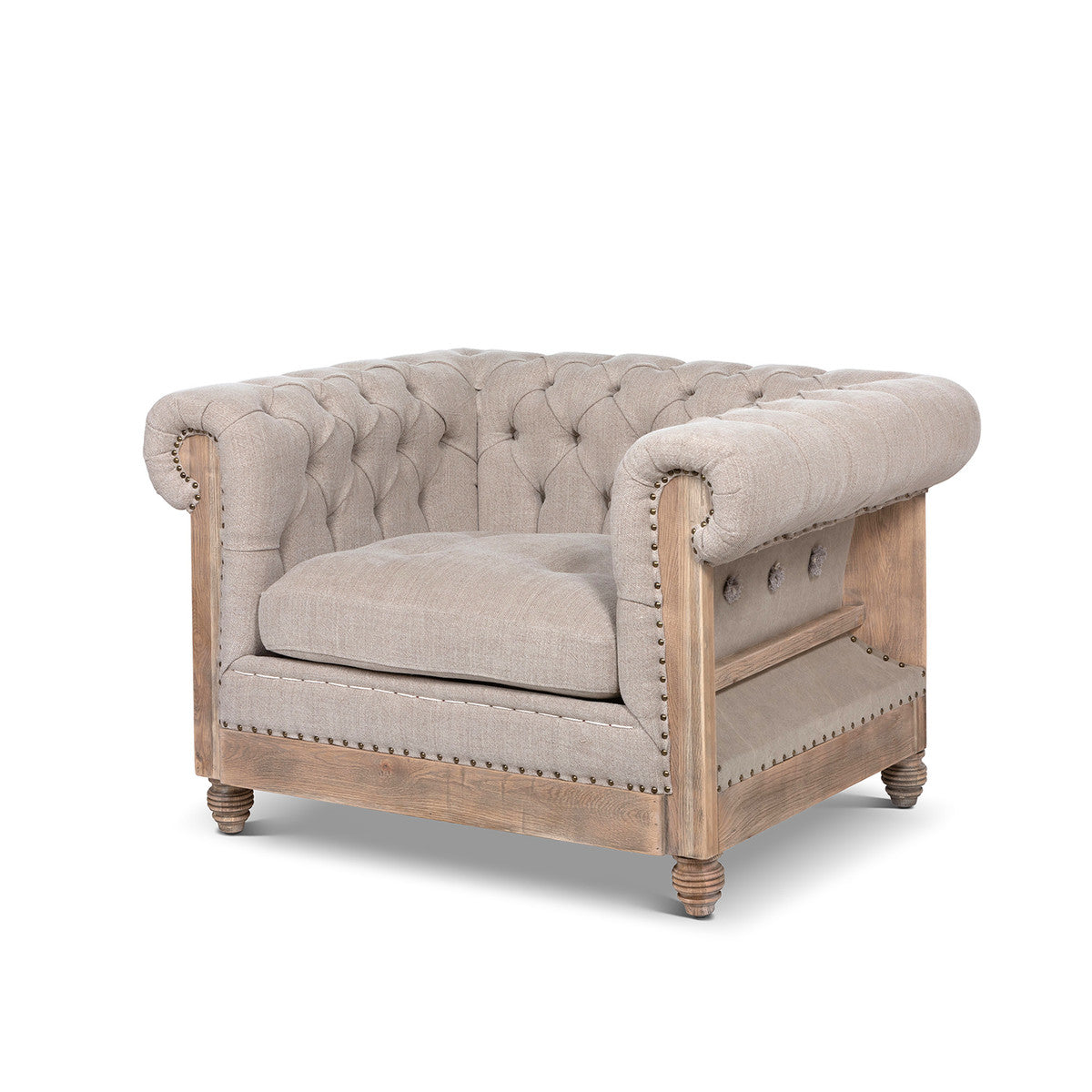 Hillcrest Tufted Chair Light Washed Linen