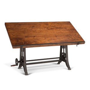 Drafting Rustic Industrial Iron Desk Walnut - Furniture on Main
