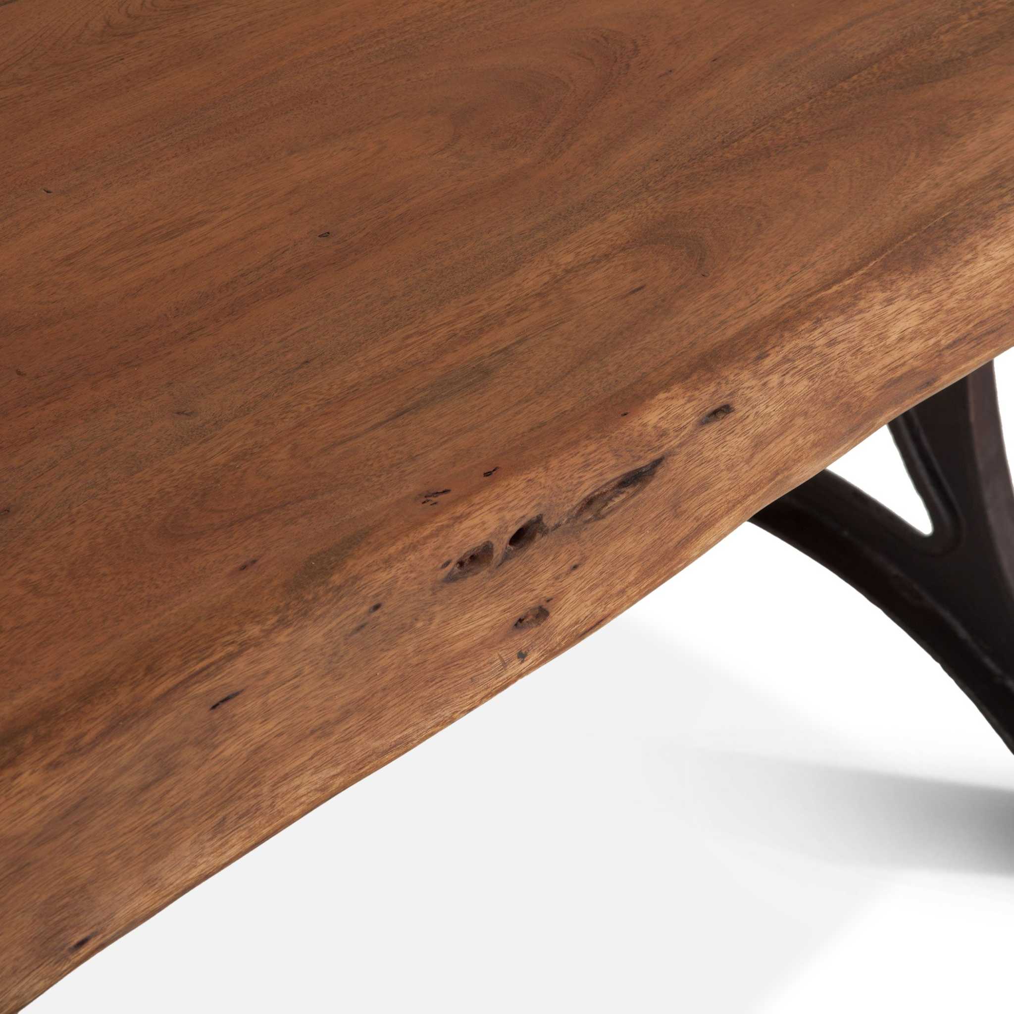 80" Live Edge Rustic Dining Table Industrial Iron Raw Walnut - Furniture on Main