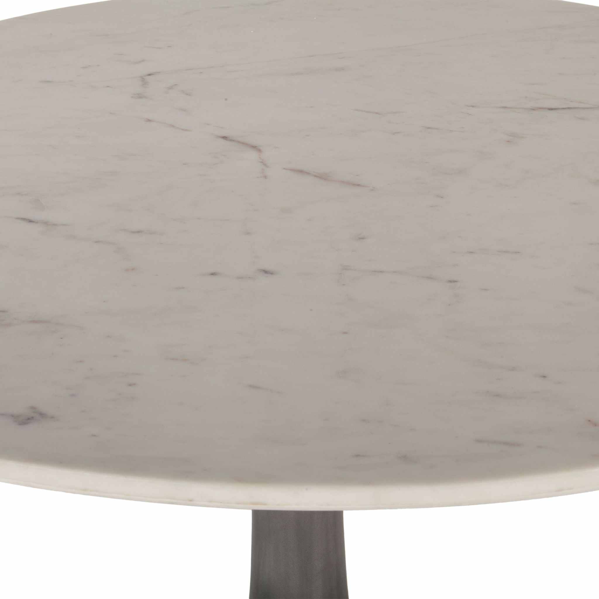 Mid Century 48" Marble Top Dining Table Cast Iron Base - Furniture on Main