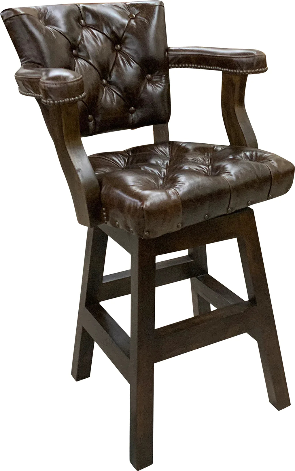 Billiards Vintage leather hand tufted Barstool Counter Height