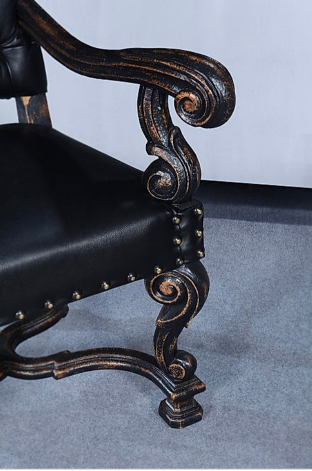 Old World Black Ornate Fireside Arm Chair - Furniture on Main