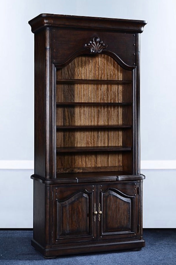 Old World Distressed Walnut Bookcase - Furniture on Main