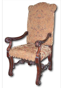 European Arm Dining Chair Gold Chenille Seat Set of 2 - Furniture on Main
