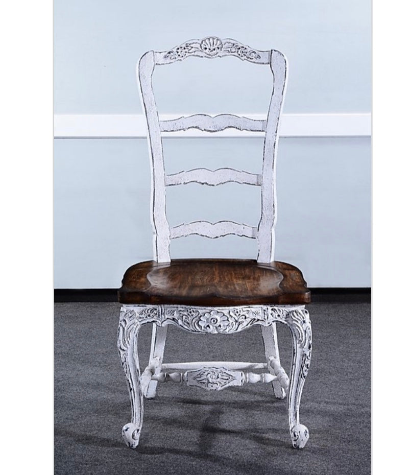Farmhouse Tall Back Side Chair White Distressed Set of
