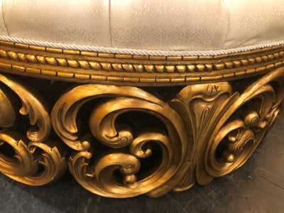 Hollywood Rococo Round Settee Gold Gilt - Furniture on Main