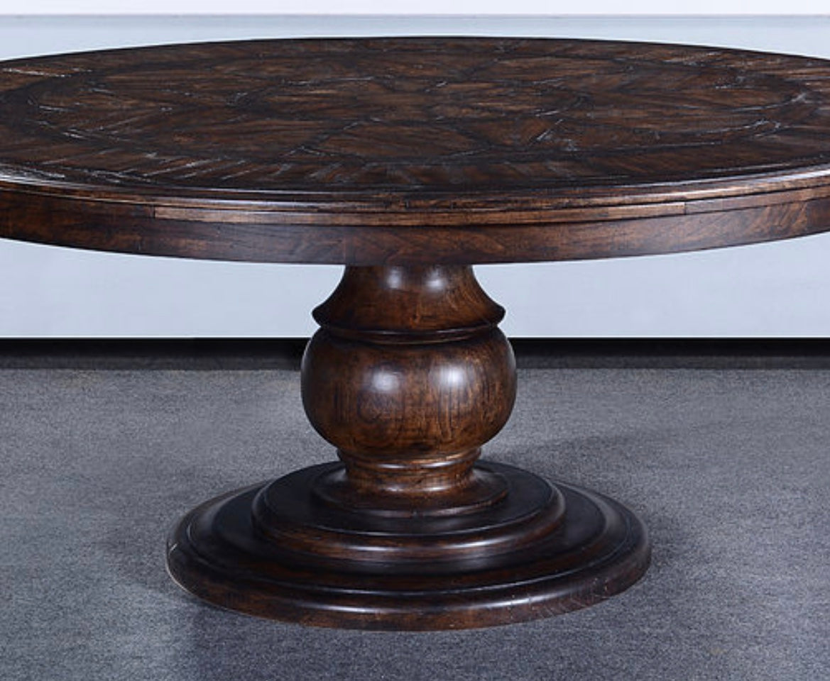 Olde World Antique Walnut 72" Round Dining Table - Furniture on Main