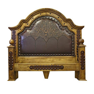 Silverton Tooled King Bed Leather & Iron - Furniture on Main