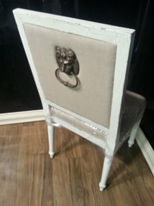 Steven Shell London Dining Chair w/ Lion Head White Crackle Gothic Set of 4 - Furniture on Main