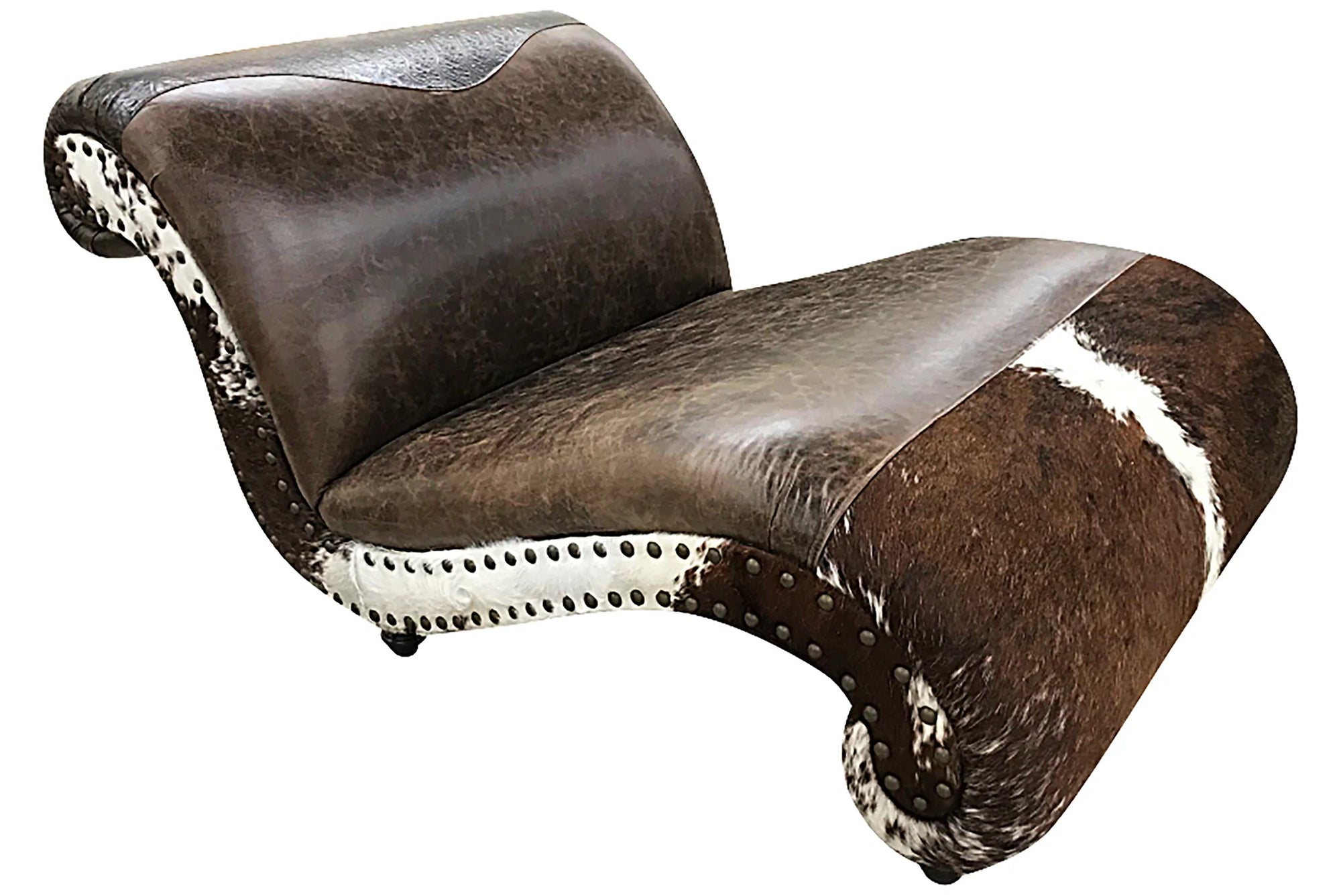 Cowboy Cowhide Double Chaise Lounge Buffalo distressed leather