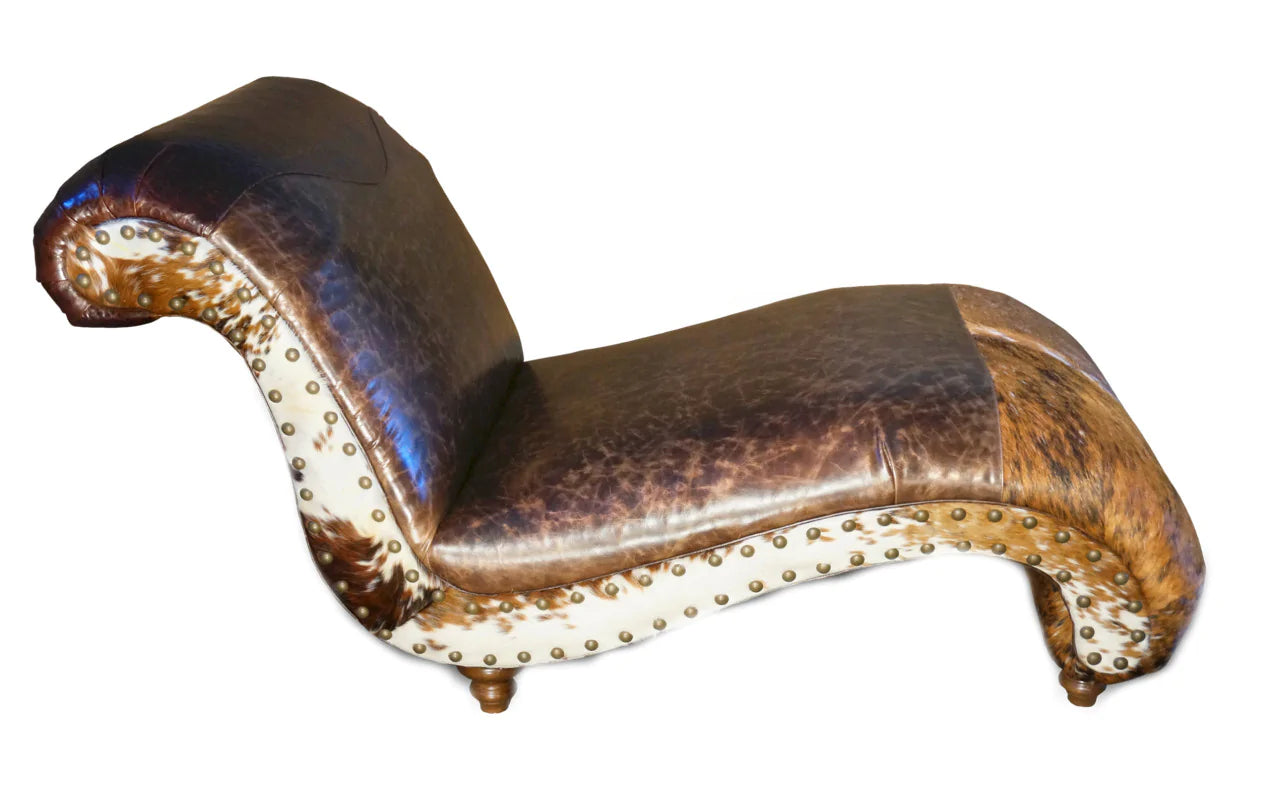 Cowhide chaise discount lounge chair