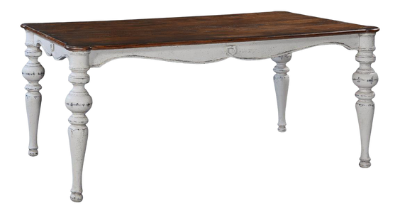 Farmhouse Dining Table Rustic Pecan Top - Furniture on Main
