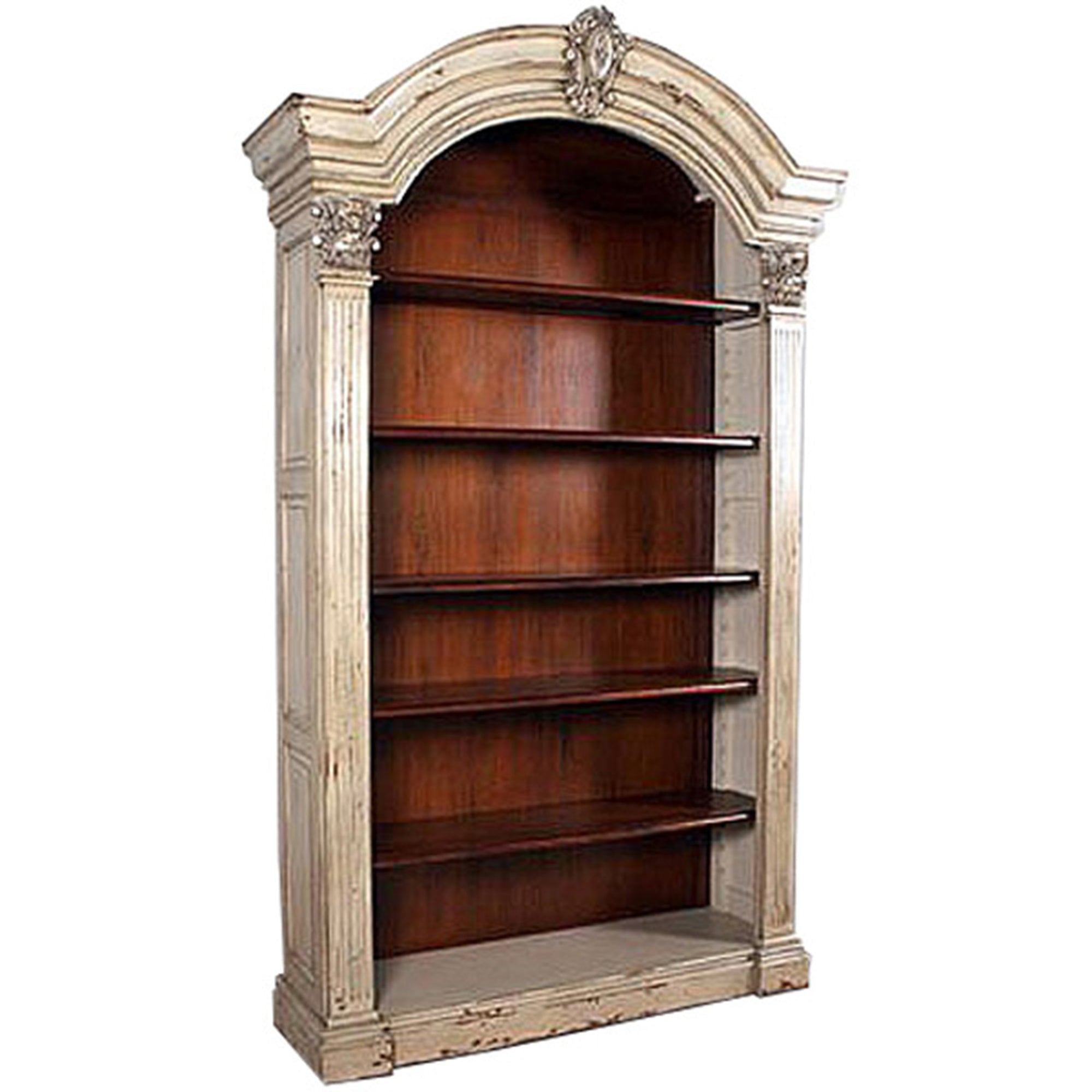 Arched Elegant Bookcase Parchment Finish - Furniture on Main