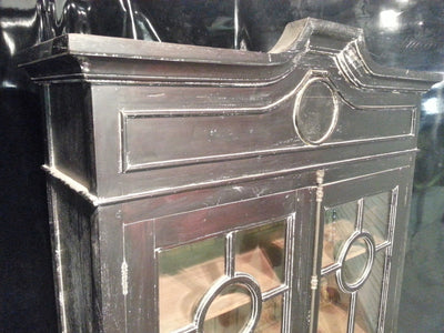 Steven Shell Burlington Display Cabinet Bookcase Black Distressed - Furniture on Main