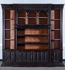Aged Black Distressed Cathedral Entertainment Unit Bookcase - Furniture on Main
