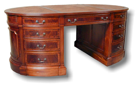 Large Oval Mahogany Executive Partners Desk - Furniture on Main
