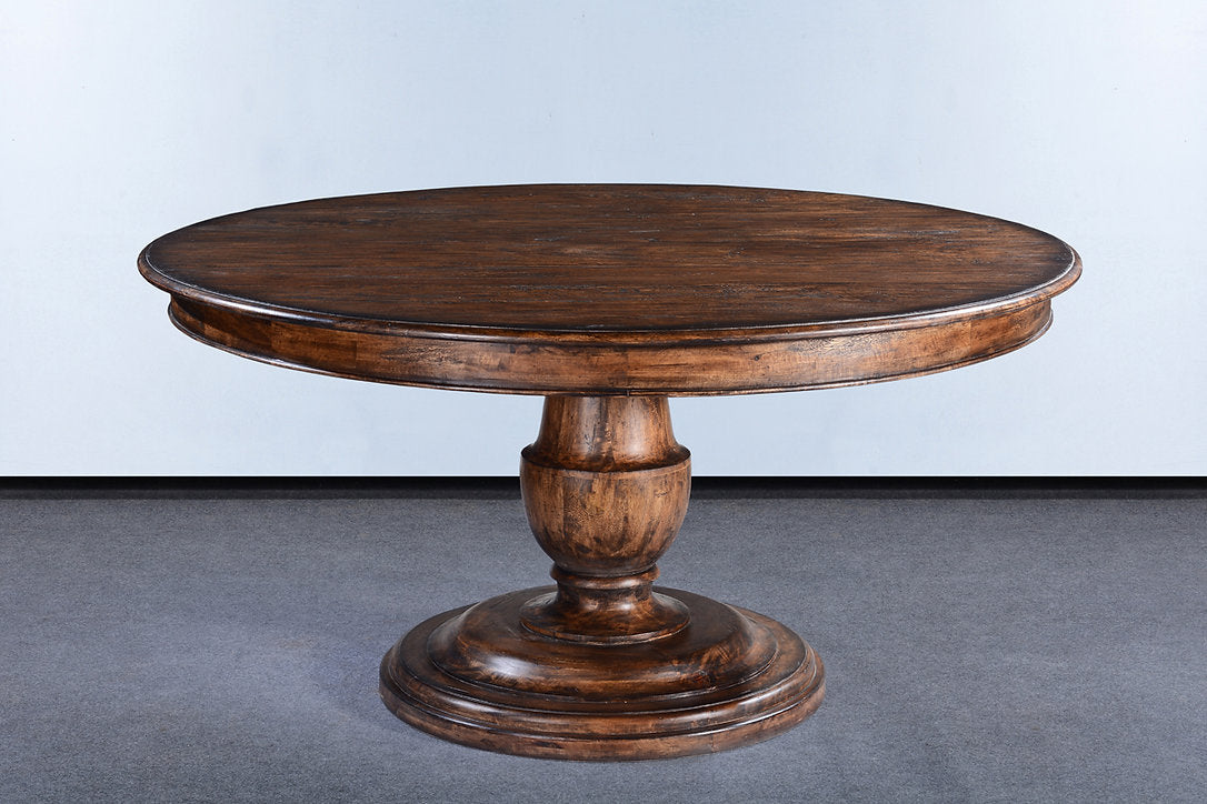 Tuscany 54" Round Pedestal Dining Table Rustic Pecan