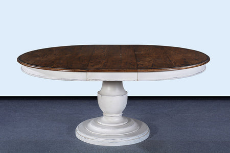 54" Scott Pedestal extension Dining Table White with Pecan Top - Furniture on Main