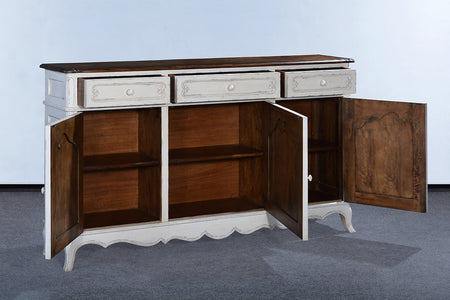 Antiqued White with Rustic Pecan Top Server - Furniture on Main