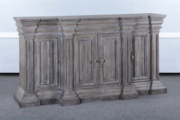 Stepped Front Weathered Grey Buffet Sideboard - Furniture on Main