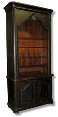 French Provincial Distressed Black Bookcase - Furniture on Main