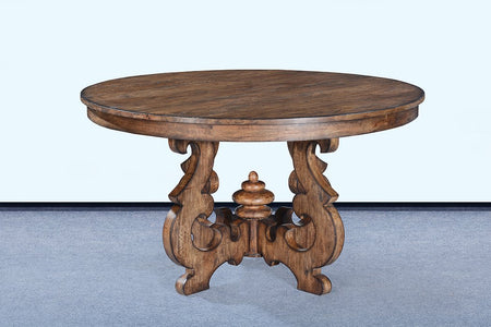 Scroll Round Dining Table Rustic Pecan 54" - Furniture on Main