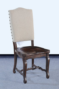 Upholstered Dining Chair with wood seat Dark Rustic Set of 4 - Furniture on Main