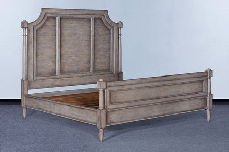 Mansion Greige King Bed Pewter with gold accents - Furniture on Main