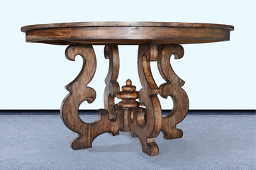 Scroll Round Dining Table Rustic Pecan 54" - Furniture on Main