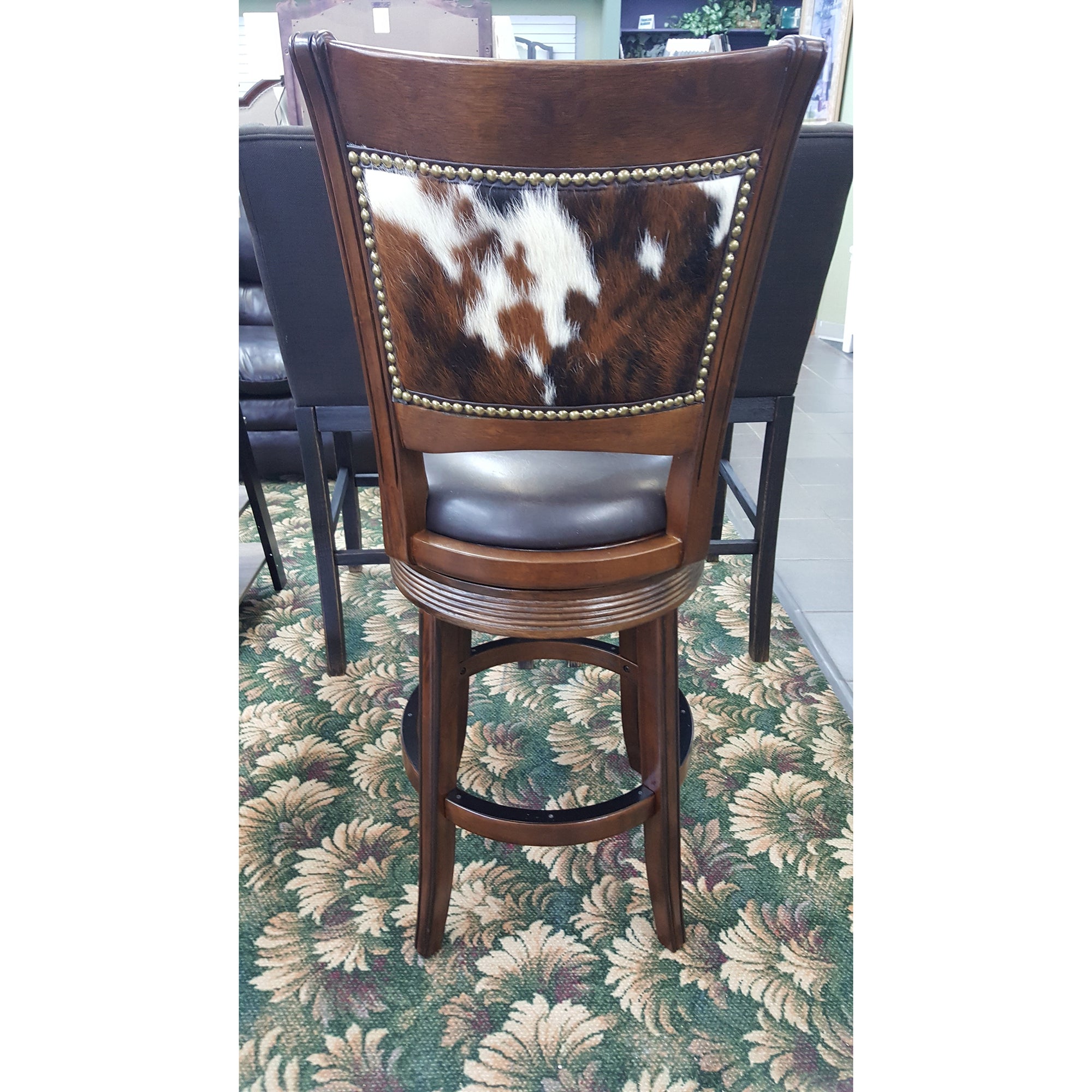 Cowhide Counter Height Upholstered Swivel Barstool Set of 3 - Furniture on Main
