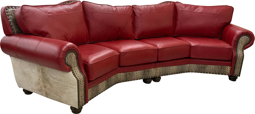 Lipstick Leather Curved Conversational Sofa Exotic Leathers