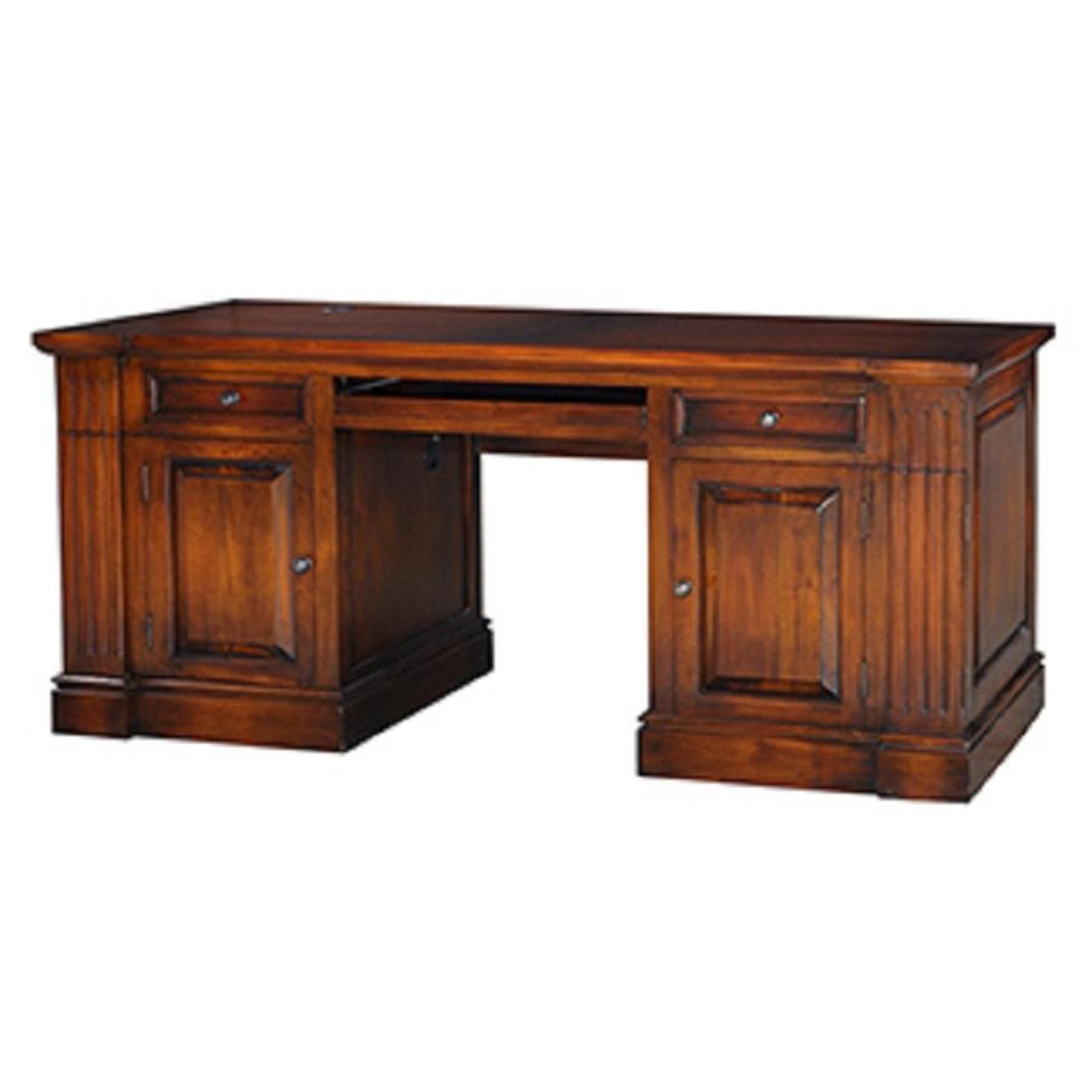 Executive Computer Desk Aged Honey Mahogany - Furniture on Main