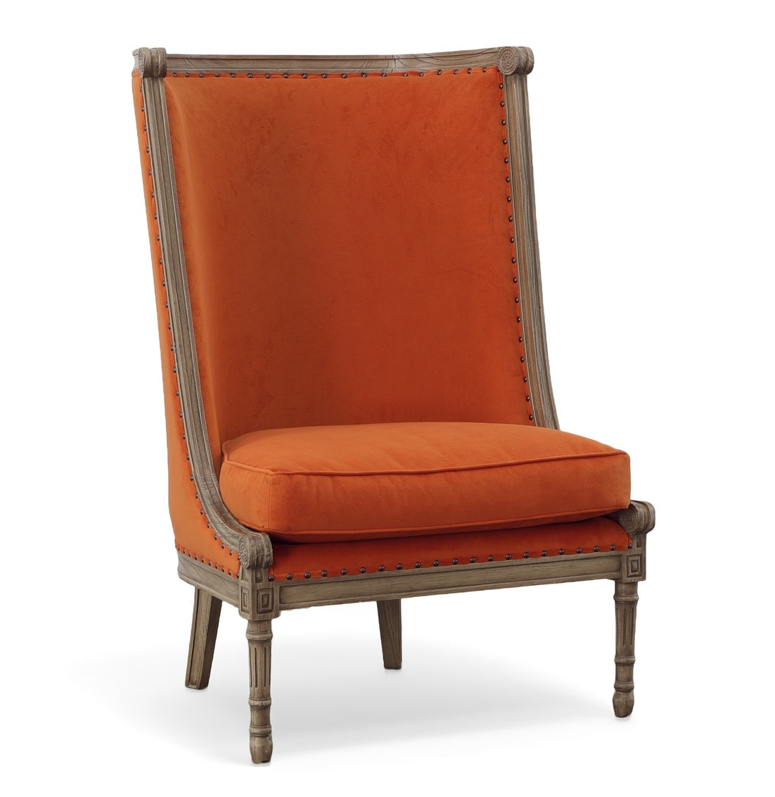 Oda High Back Chair Hermes Orange Velvet