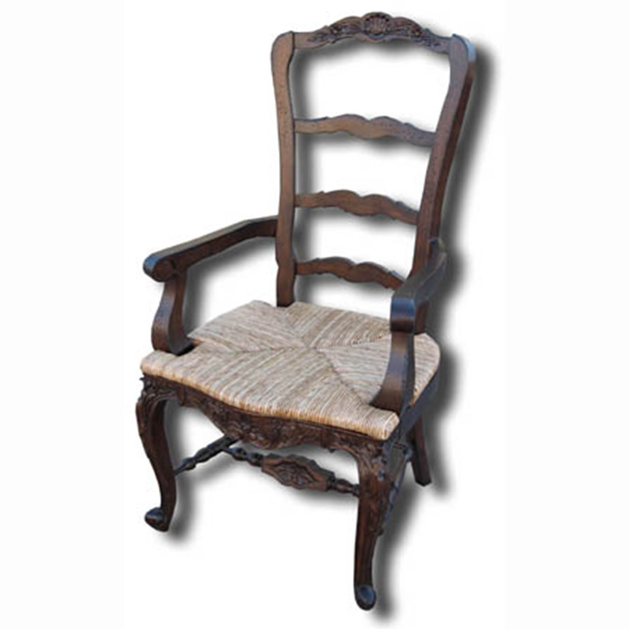 Farmhouse Ladderback Arm Chair Walnut Set of 2 - Furniture on Main