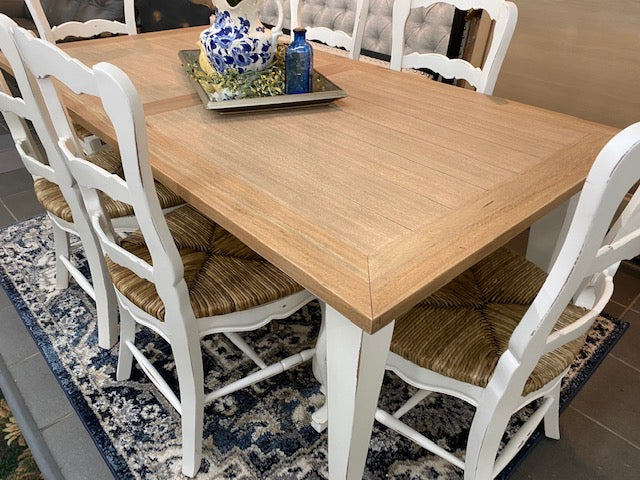 Farmhouse Dining Table & 6 Chairs White & Driftwood Set - Furniture on Main