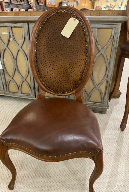King Louis Chairs | Black leather Upholstered | Oval Back | C109