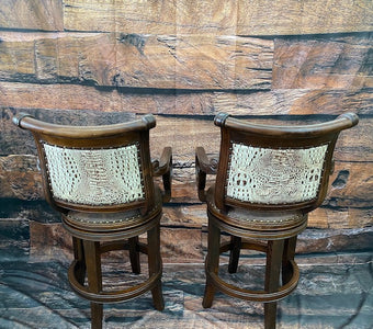 Rustic Telluride Croc Embossed Leather Barstool Set of 2 Counter Height - Furniture on Main