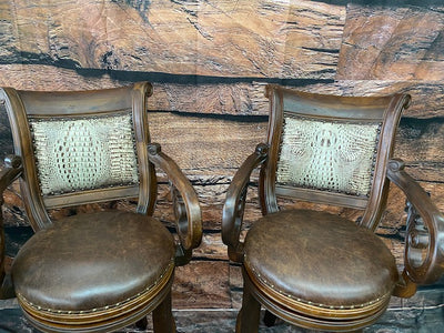 Rustic Telluride Croc Embossed Leather Barstool Set of 2 Counter Height - Furniture on Main