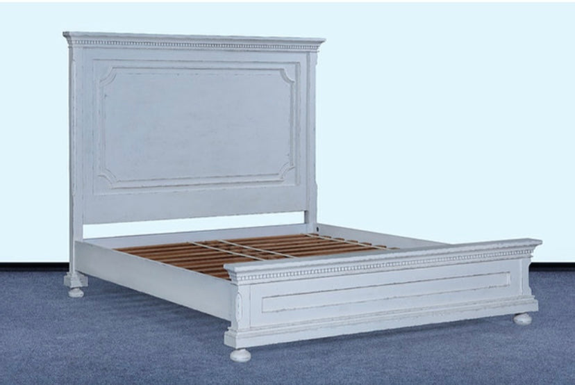 Heirloom King Bed White Distressed - Furniture on Main