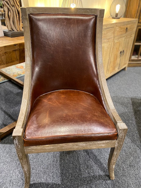 Scoop Chair Oak Leather Dining Chair set of 4