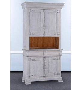 Old World Kitchen Side Cabinet Whitewashed - Furniture on Main
