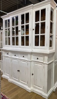 Farmhouse Buffet with Hutch White Distressed