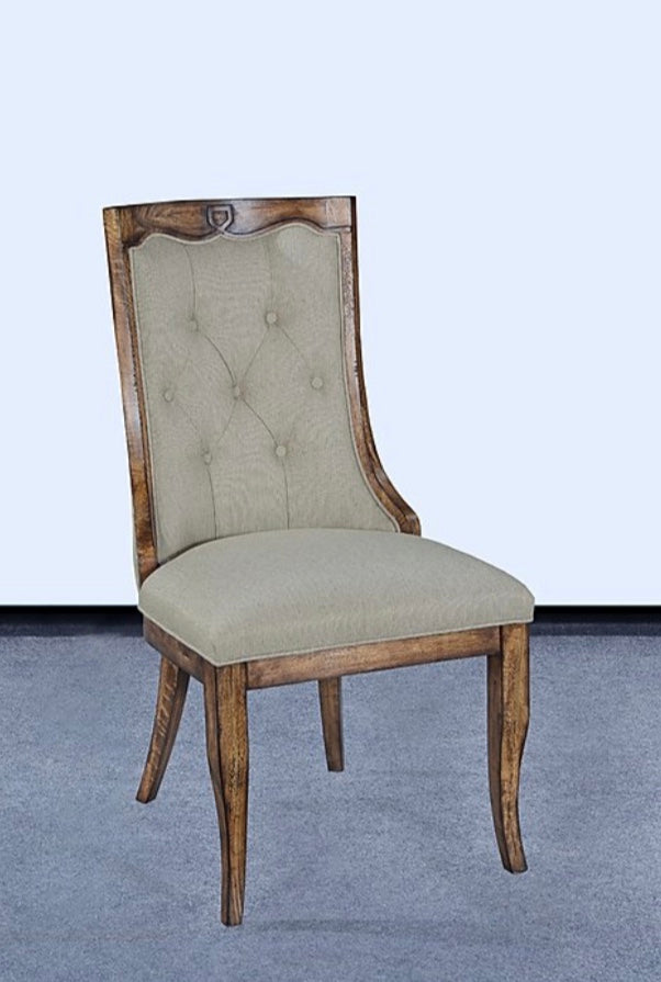 Rustic Pecan Dining Chair Beachwood Fabric Set of 4 - Furniture on Main