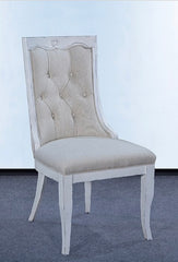 White Dining Chair Oatmeal Linen Fabric Set of 4 - Furniture on Main