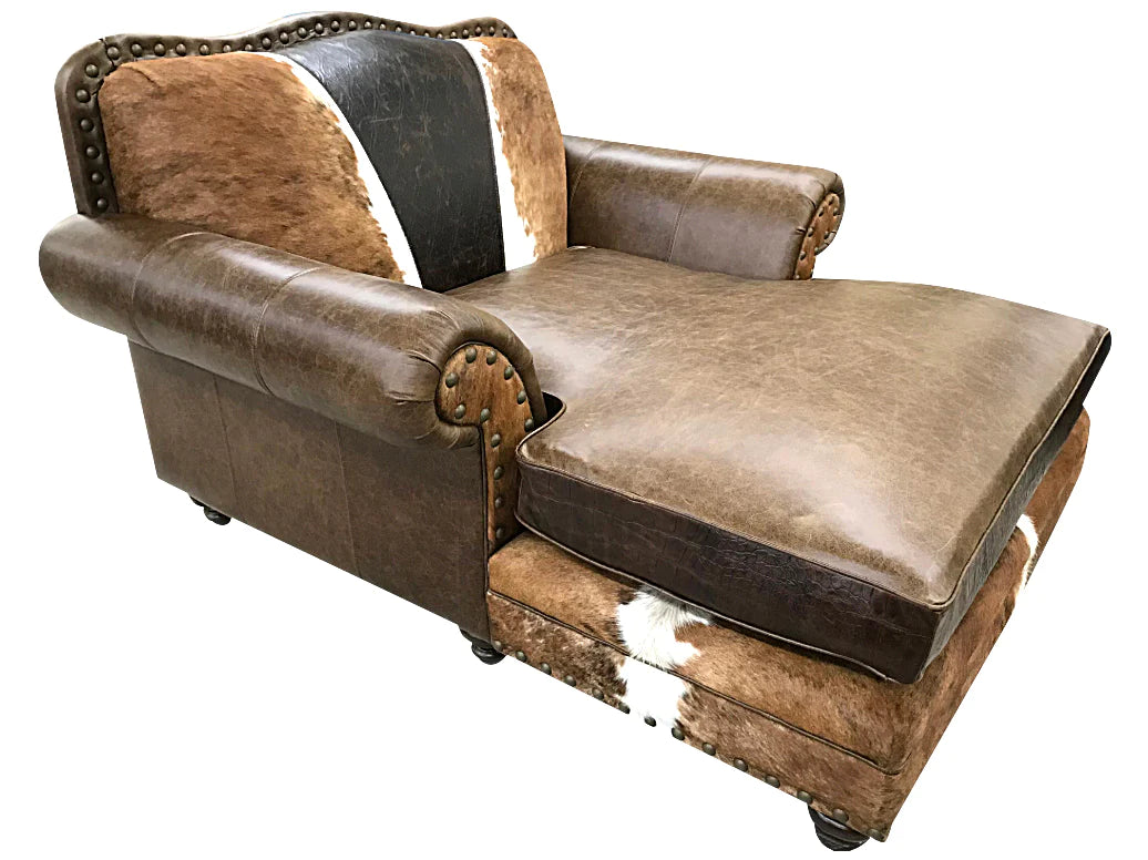 Leather Chaise Lounge Galveston with Hair on Hide Furniture on Main