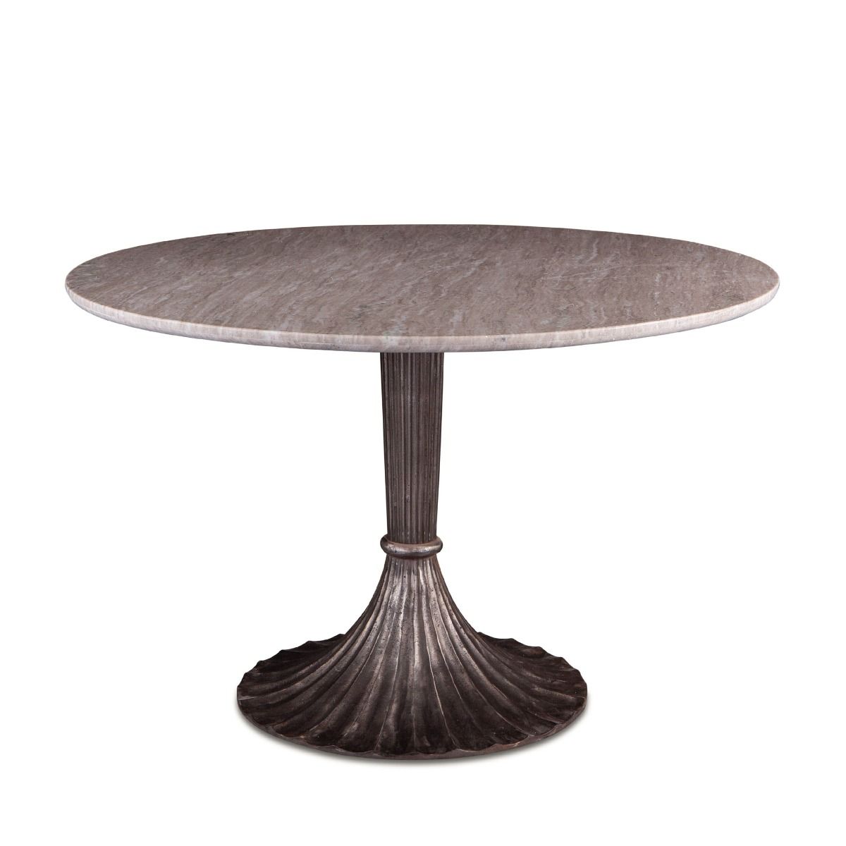 Marble 48" Round Dining Table with Fluted Art Deco Base - Furniture on Main