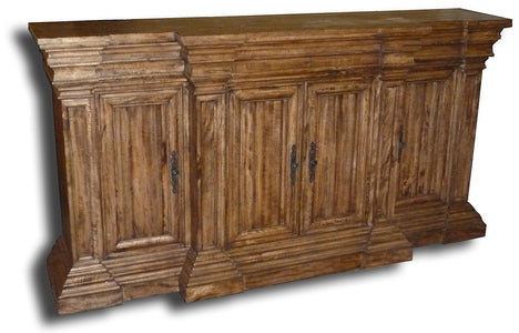Stepped Front Rustic Pecan Buffet Sideboard - Furniture on Main