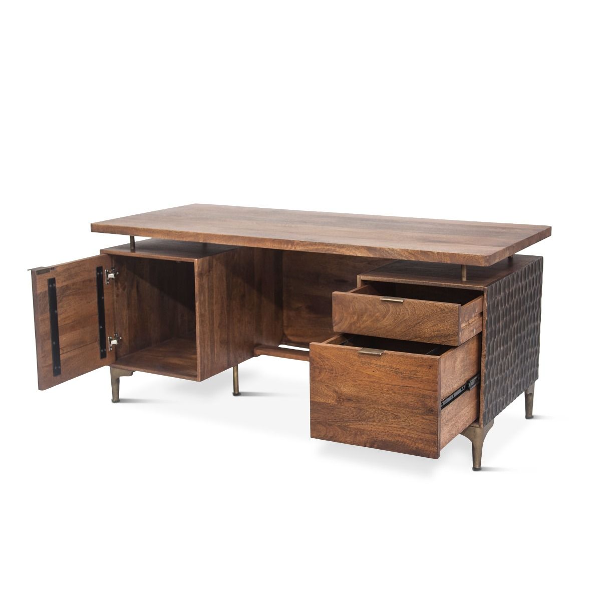 Mango Wood and Reclaimed Iron Industrial Desk - Furniture on Main