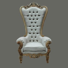 Ornate Queen Linen Upholstered Tall Chair - Furniture on Main