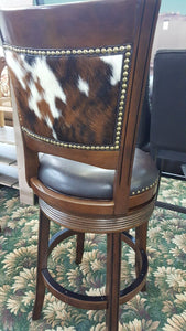 Durango Cowhide Bar Height Upholstered Swivel Barstool Set of 3 - Furniture on Main